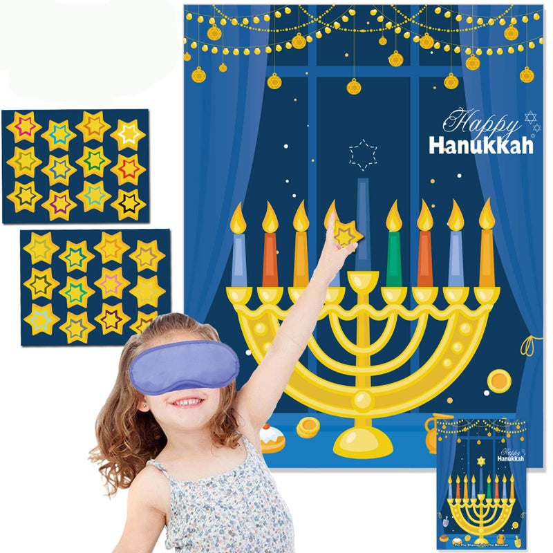 Funnlot Hanukkah Games: Pin The Star On The Menorah & Chanukah Party Decorations - Image 1